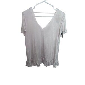 NWT Chaser Womens White Strappy Back Ruffle Hem Top Blouse Shirt Size Medium